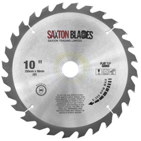 Saxton 250mm x 28 Teeth x 30mm Bore & 16mm Ring Flat Top Grind Circular Saw Blade