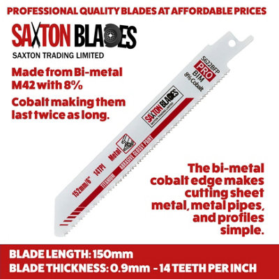 Saxton S622BFP 150mm Professional Range Bi-Metal 8% Cobalt Reciprocating Saw Blade Heavy Duty Pack of 5