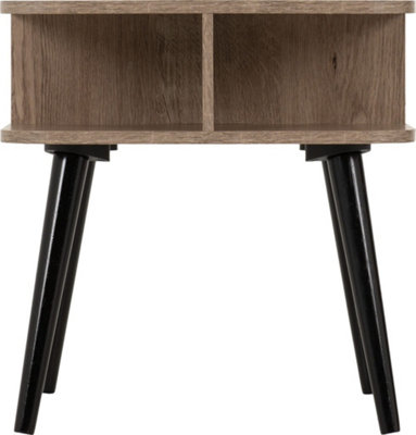 Saxton Side End Lamp Table in Mid Oak Effect and Grey Finish