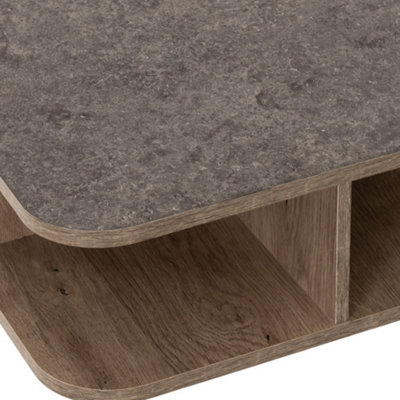 Saxton Side End Lamp Table in Mid Oak Effect and Grey Finish