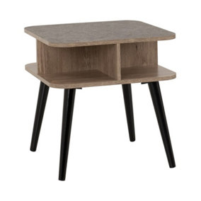 Saxton Side Table - L50 x W50 x H52 cm - Mid Oak Effect/Grey