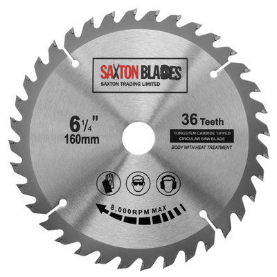 Hoja circular de sierra de madera Saxton TCT de 160mm x 20mm x 80t compatible con Festool TS55 Bosch Makita Dewalt compatible con sierras de 165mm