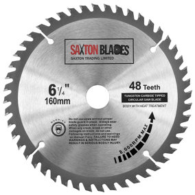 Saxton TCT Circular Saw Blade 160mm x 48 teeth x 20mm Bore & 16mm Ring