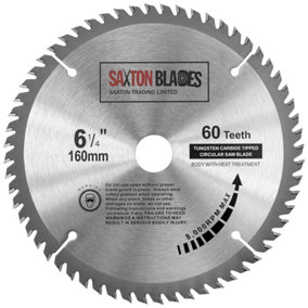 Saxton TCT Circular Saw Blade 160mm x 60 teeth x 20mm Bore & 16mm Ring
