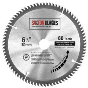 Saxton TCT Circular Saw Blade 160mm x 80 teeth x 20mm Bore & 16mm Ring