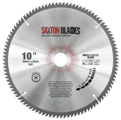 Saxton TCT TCT250100TMPB Laminate Hardwood Aluminium Circular Saw Blade 250mm x 100 Teeth x 30mm Bore + 16,20 and 25mm Rings