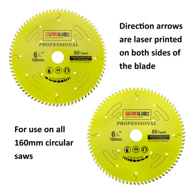 Saxton TCT160MXAPRO Professional Range TCT Circular Blade 160mm x 40 & 80 Teeth x 20mm Bore & 16mm Ring Pack of 2 - 4