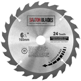 Saxton TCT16524TSK TCT Circular Saw Blade 165mm x 24 teeth x 20mm Bore & 16mm Ring