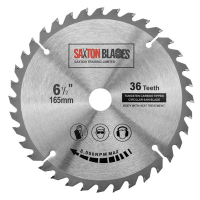 Saxton TCT16536TSK TCT Circular Saw Blade 165mm x 36 teeth x 20mm Bore ...