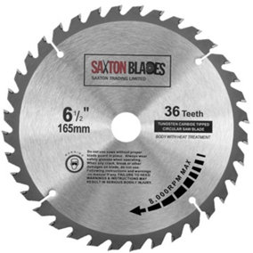 Saxton TCT16536TSK TCT Circular Saw Blade 165mm x 36 teeth x 20mm Bore & 16mm Ring