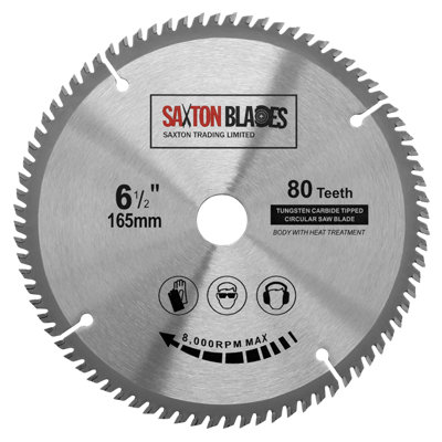 Buy Saxton TCT16580TSK TCT Circular Saw Blade 165mm x 80 teeth x 20mm