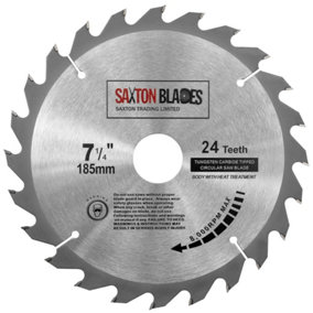 Saxton TCT18524T TCT Circular Saw Blade 185mm x 24 Teeth x 30mm Bore + 16, 20 and 25mm Rings