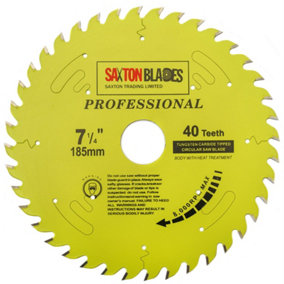 Saxton TCT18540TPRO Professional Range TCT Circular Blade 185mm x 40 Teeth x 20mm bore 16mm ring