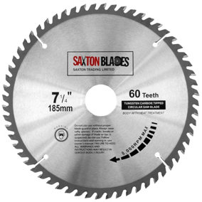 Saxton TCT18560T TCT Circular Saw Blade 185mm x 60 Teeth x 30mm Bore + 16, 20 and 25mm Rings