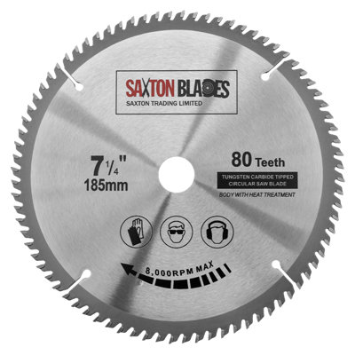 Saxton TCT18580T20B TCT Circular Saw Blade 185mm x 80 Teeth x 20mm Bore + 16mm ring