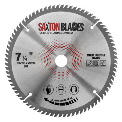 Saxton TCT18580T20BMPB TCT Laminate Hardwood Aluminium Circular Saw Blade 185 x 80Teeth x 20 Bore + 16mm Ring