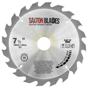 Saxton TCT19020TFTG  TCT Circular Saw Blade 190mm x 20 Teeth x 30mm Bore + 16, 20 and 25mm Rings