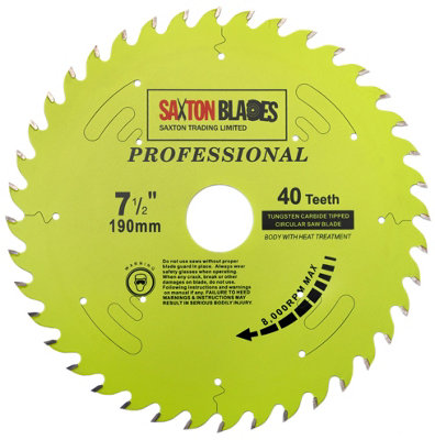 Saxton TCT19040TPRO Saxton Professional Range TCT Circular Saw Blade 190mm x 40T x 30mm Bore, 16, 20, 25mm Reduction Rings