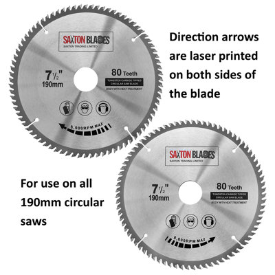 Saxton TCT19080T TCT Circular Saw Blade 190mm x 80 Teeth x 30mm Bore 16 20