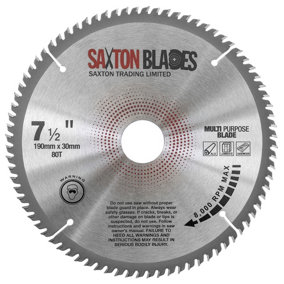 Saxton TCT19080TTCG TCT Circular Saw Blade 190mm x 80T x 30mm Bore (16, 20 and 25.4mm ring)