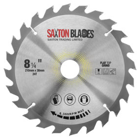 Saxton TCT21024TFTG Flat Top Grind Circular Saw Blade 210mm x 24 Teeth x 30mm Bore + 16, 20 and 25mm Rings