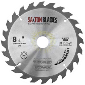 Saxton TCT21024TFTG Flat Top Grind Circular Saw Blade 210mm x 24 Teeth x 30mm Bore + 16, 20 and 25mm Rings