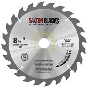 Saxton TCT21024TFTG254B 210mm x 24 Teeth x 25.4mm Bore Flat Top Grind Circular Saw Blade
