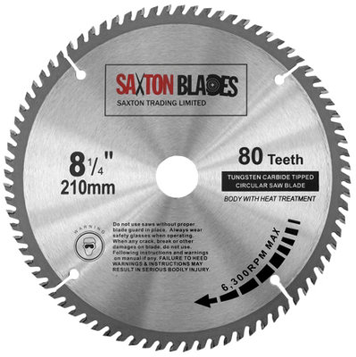 Saxton TCT21080T254B TCT Circular Saw Blade 210mm x 80 Teeth x  25.4mm Bore