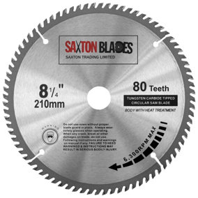 Saxton TCT21080T254B TCT Circular Saw Blade 210mm x 80 Teeth x  25.4mm Bore