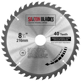 Saxton TCT21640T Saxton TCT Circular Wood Saw Blade 216mm x 40Teeth x 30mm Bore + 16, 20 and 25mm Rings