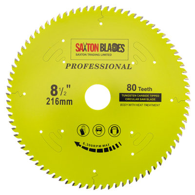 Saxton TCT21680TPRO Professional Range TCT Circular Blade 216mm x 80 Teeth x 20mm bore 16, 20, 25mm Ring