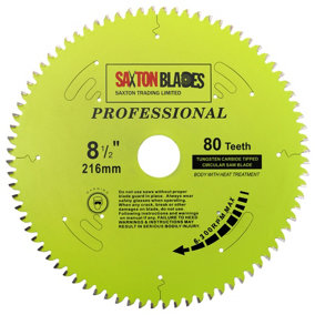 Saxton TCT21680TPRO Professional Range TCT Circular Blade 216mm x 80 Teeth x 20mm bore 16, 20, 25mm Ring