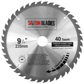 Saxton TCT23540T TCT Circular Saw Blade 235mm x 40T x 30mm Bore + 16, 20 and 25mm Reduction Rings