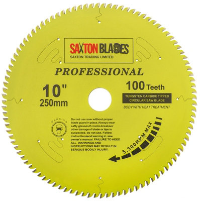 Saxton TCT250100TPRO Professional Range TCT Circular Blade 250mm x 100 Teeth x 30mm Bore, 16, 20, 25mm Reduction Ring