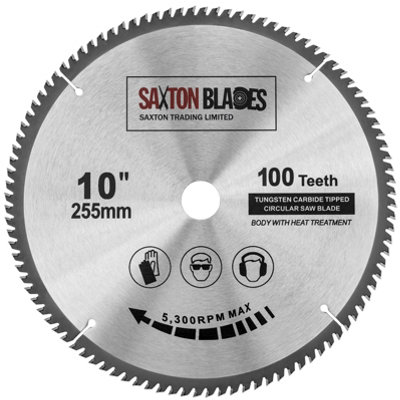 Saxton TCT255100T254B TCT Circular Saw Blade 255mm x 100 Teeth x 25.4mm Bore