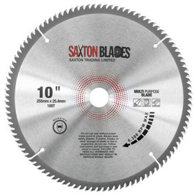 Saxton TCT255100T254BMPB TCT Circular Saw Blade 255mm x 100T x 25.4mm Bore Aluminium Laminate Hardwood