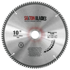 Saxton TCT255100TMPB TCT Circular Saw Blade 255mm x 100T x 30mm Bore + 16, 20, and 25mm rings