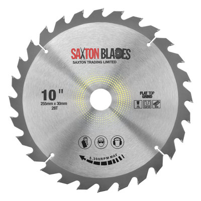 Saxton TCT25528TFTG Flat Top Grind TCT  255mm x 28 Teeth x 30mm Bore + 16, 20,25 25.4mm Rings