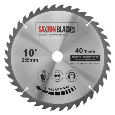 Saxton TCT25540T254B TCT Circular Saw Blade 255mm x 40 Teeth x 25.4mm ...