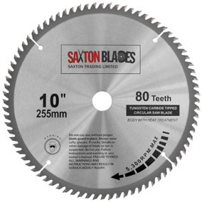 Saxton TCT25580T254B TCT Circular Saw Blade 255mm x 80 Teeth x 25.4mm Bore