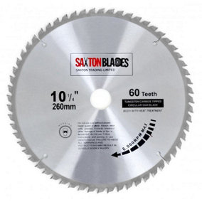 Saxton TCT26060T TCT Circular Saw Blade 260mm x 60T x 30mm Bore + 16, 20 and 25mm Reduction Rings