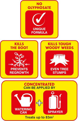 SBK Tough Weedkiller Concentrate 125ml, Kills Brambles Nettles Dock and Woody Weeds, Root Treatment 43m² Coverage