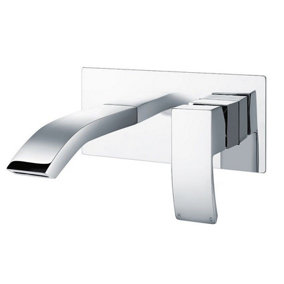 SC Series Wall Mounted Basin Mixer Tap Chrome Square Waterfall Spout Lever