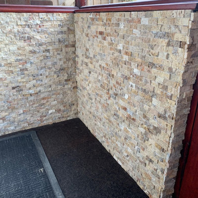 Scabos Multi Colour Travertine 2.5 x 5cm Split Face Cladding SAMPLE