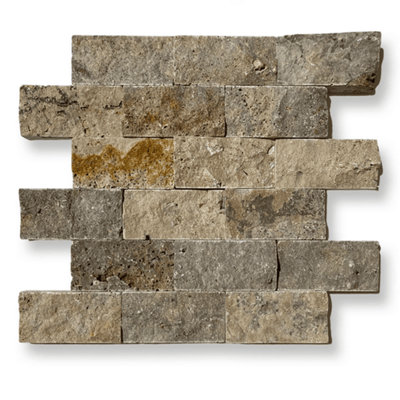 Scabos Multi Colour Travertine 5 x 10cm Split Face Cladding SAMPLE