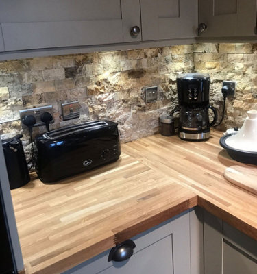 Scabos Multi Colour Travertine 5 x 10cm Split Face Cladding SAMPLE