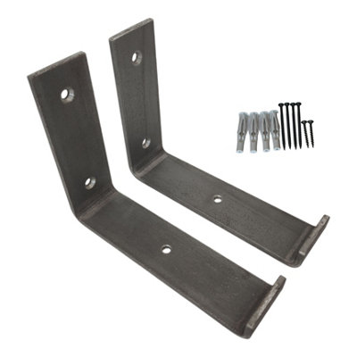 Scaffolding Shelf Brackets Pair Bare Steel 6 inches 145mm Bend Down