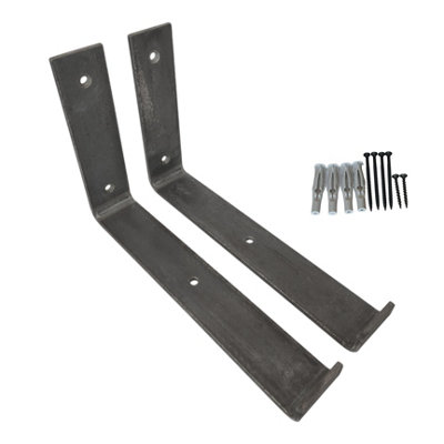 Scaffolding Shelf Brackets Pair Bare Steel 9 inches 225mm Bend Down