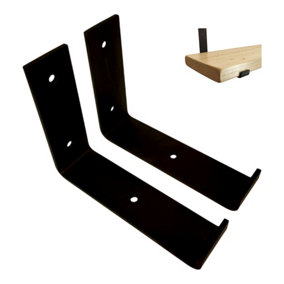 Scaffolding Shelf Brackets Pair Black Mat 6 inches 145mm Bend Down