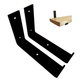 Scaffolding Shelf Brackets Pair Black Mat 7 inches 175mm Bend Down